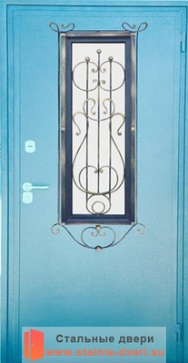 Дверь с ковкой и стеклом KS-028