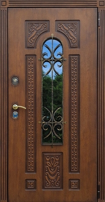 Дверь с ковкой и стеклом KS-017
