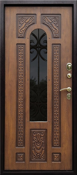 Дверь с ковкой и стеклом KS-017
