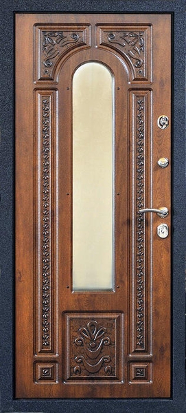 Дверь с ковкой и стеклом KS-020