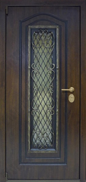 Дверь с ковкой и стеклом KS-056