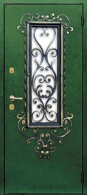 Дверь с ковкой и стеклом KS-058