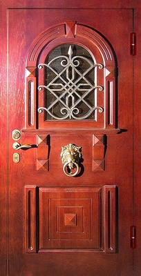 Дверь с ковкой и стеклом KS-062