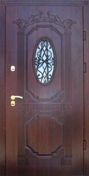 Дверь с ковкой и стеклом KS-033