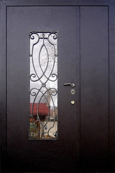 Дверь с ковкой и стеклом KS-035
