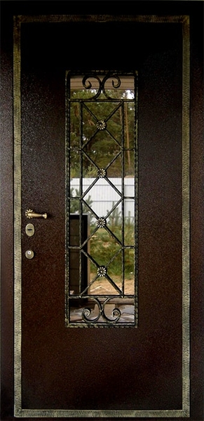 Дверь с ковкой и стеклом KS-036