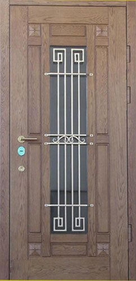 Дверь с ковкой и стеклом KS-005